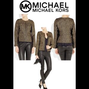 MICHAEL KORS Metallic silk-blend tweed jacket Sz1